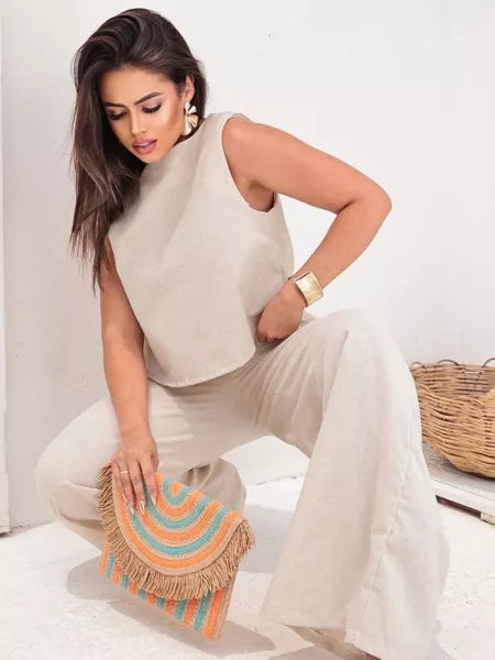 Conjunto Alfaiataria Social Feminino Calça e Blusa