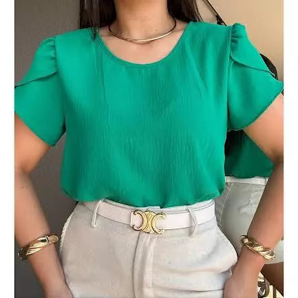 Blusa Megan Manga Princesa Tecido Duna